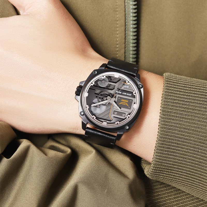 Herrklocka i Läder med Kvartsverk™ – Patina-Butik