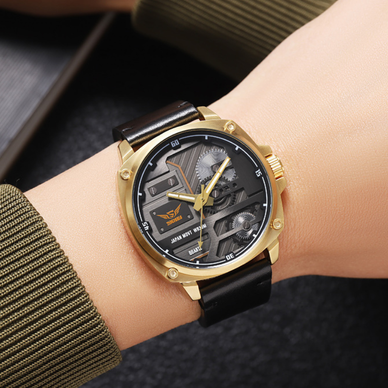 Herrklocka i Läder med Kvartsverk™ – Patina-Butik