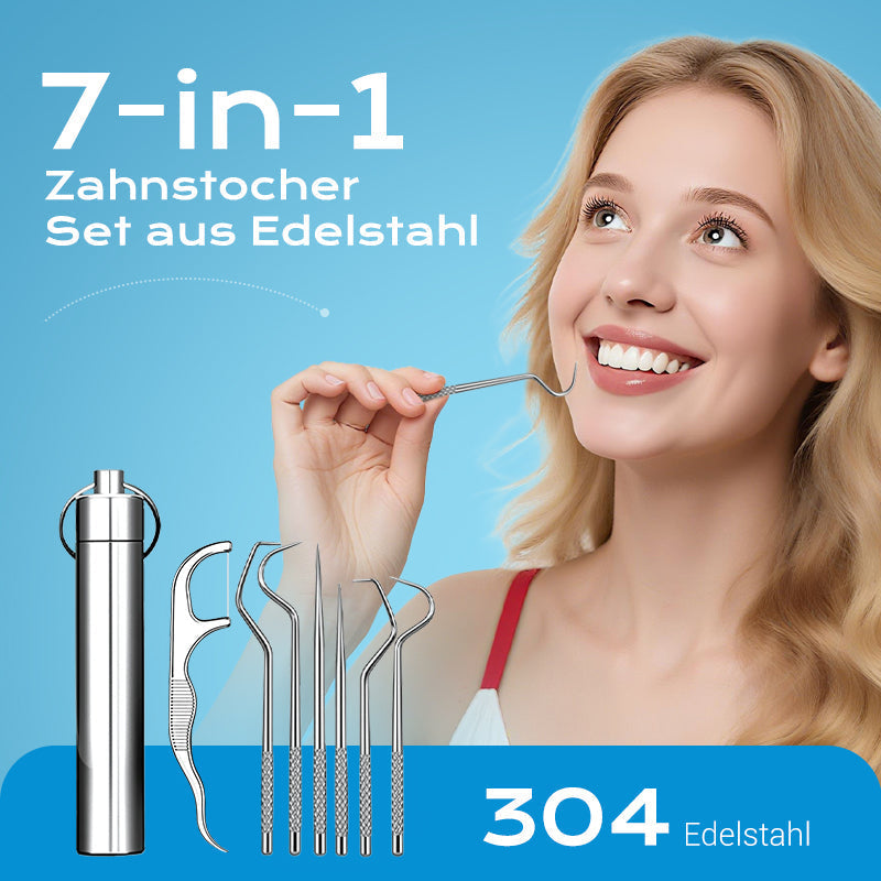 1+1 GRATIS | CleanPick Set – Wiederverwendbares Zahnreinigungsset aus Edelstahl für ein frisches Lächeln