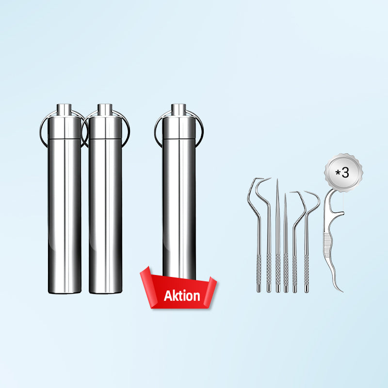 1+1 GRATIS | CleanPick Set – Wiederverwendbares Zahnreinigungsset aus Edelstahl für ein frisches Lächeln