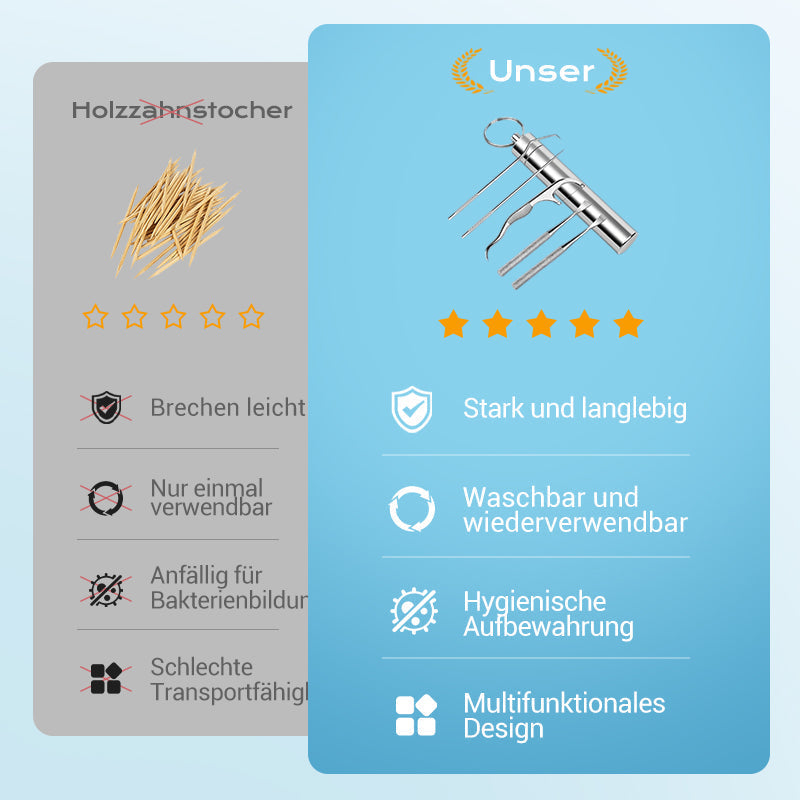 1+1 GRATIS | CleanPick Set – Wiederverwendbares Zahnreinigungsset aus Edelstahl für ein frisches Lächeln