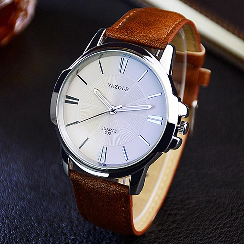Lyxig Klocka med Blå Glas och Läderarmband™ – Patina-Butik
