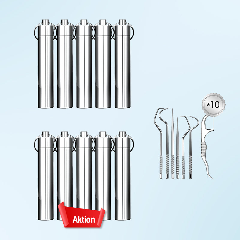 1+1 GRATIS | CleanPick Set – Wiederverwendbares Zahnreinigungsset aus Edelstahl für ein frisches Lächeln