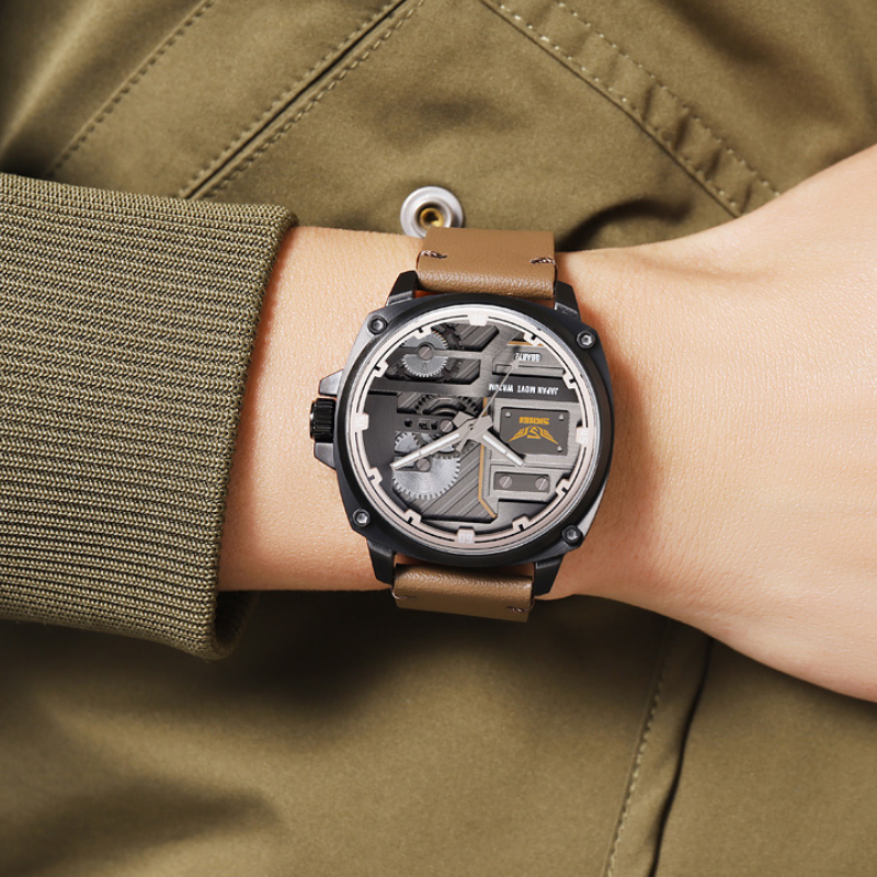 Herrklocka i Läder med Kvartsverk™ – Patina-Butik