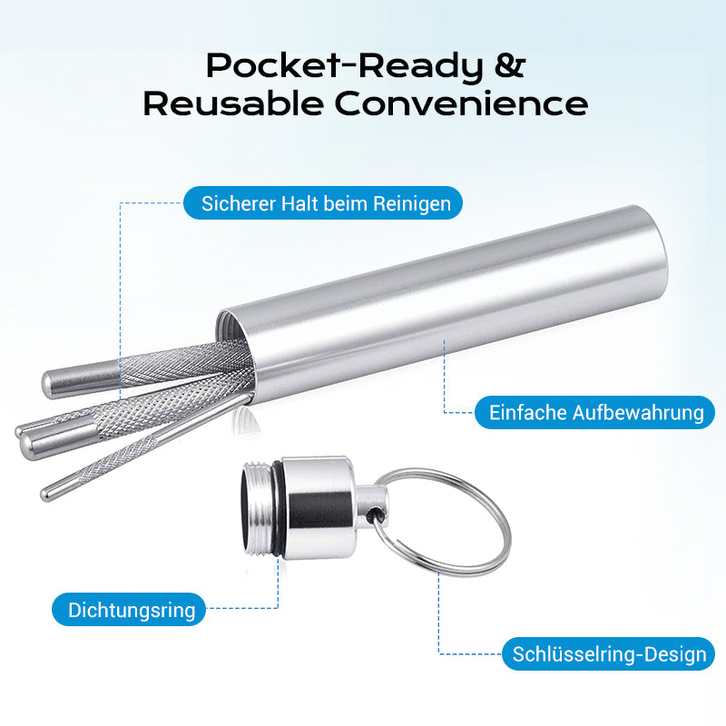 1+1 GRATIS | CleanPick Set – Wiederverwendbares Zahnreinigungsset aus Edelstahl für ein frisches Lächeln