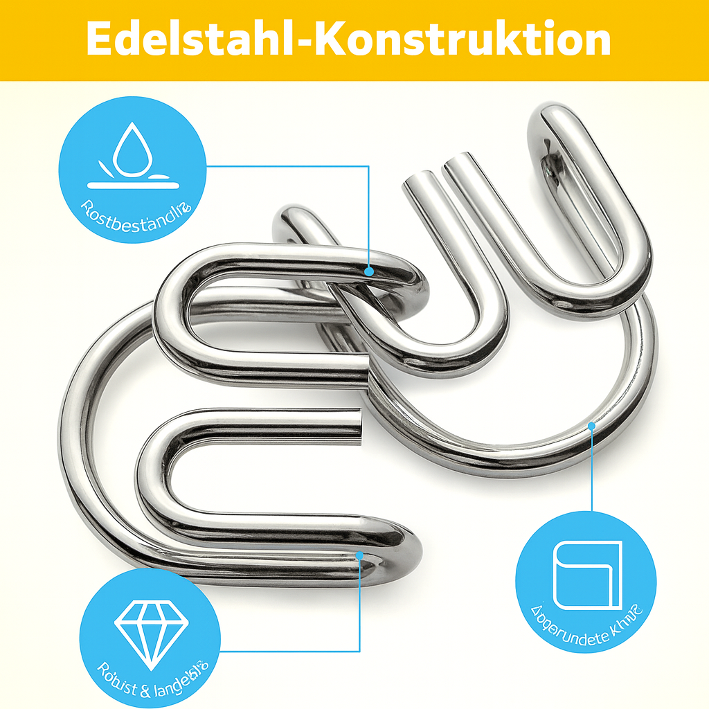 KopfKlick™ – 8-teiliges Metallpuzzle für echte Denksport-Fans