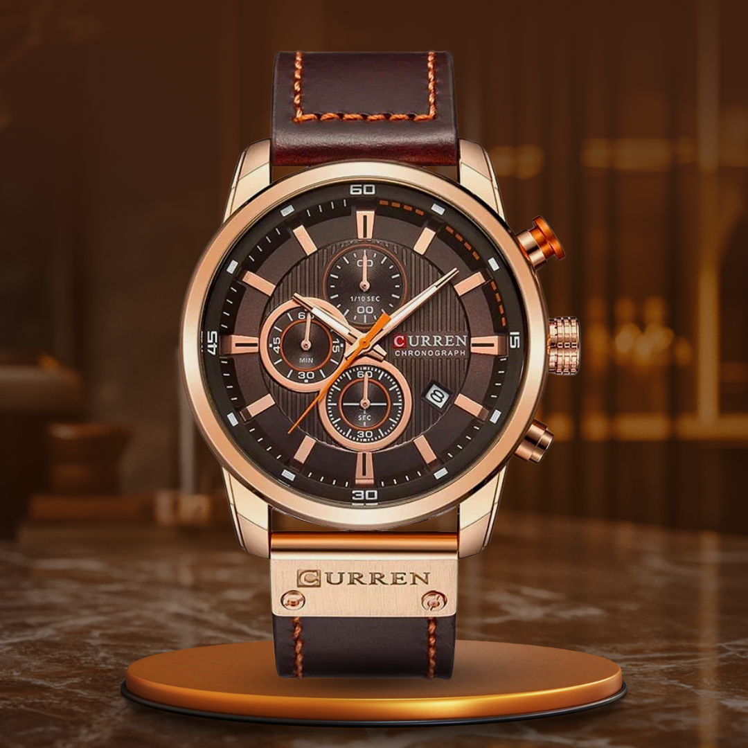 Elegant Kvartsur med Läderrem™ – Patina-Butik