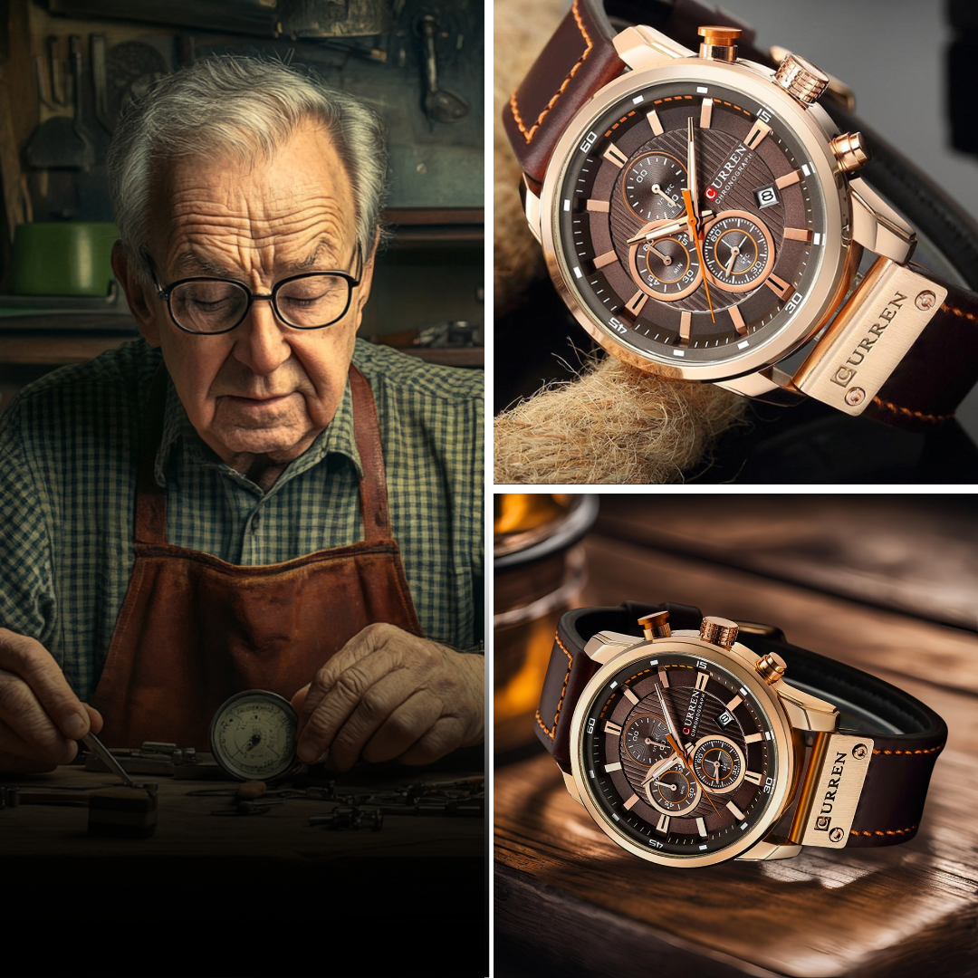 Elegant Kvartsur med Läderrem™ – Patina-Butik