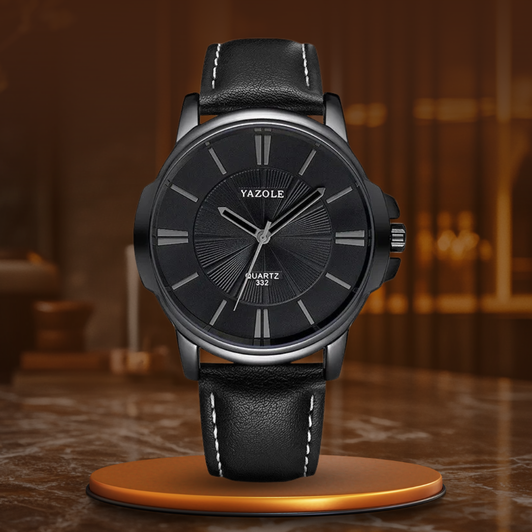 Lyxig Klocka med Blå Glas och Läderarmband™ – Patina-Butik