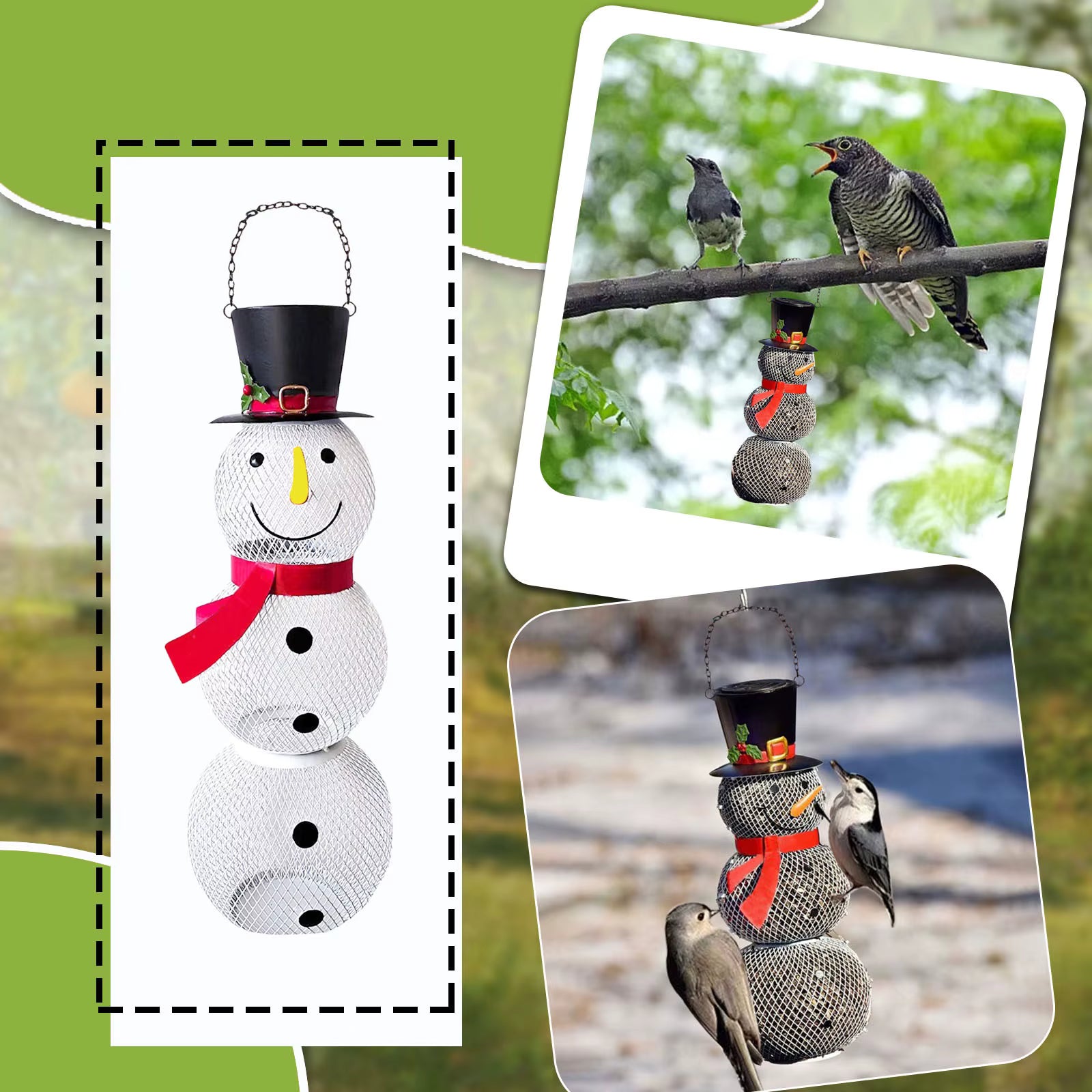 WinterZauber – Solar-Schneemann Vogelfutterspender mit Lichterglanz