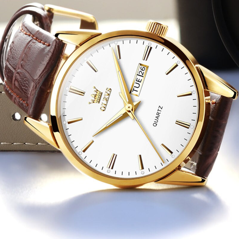 Lyxig Businessklocka med Läderarmband™ – Patina-Butik