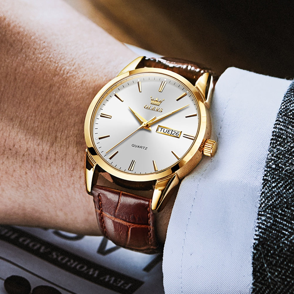Lyxig Businessklocka med Läderarmband™ – Patina-Butik